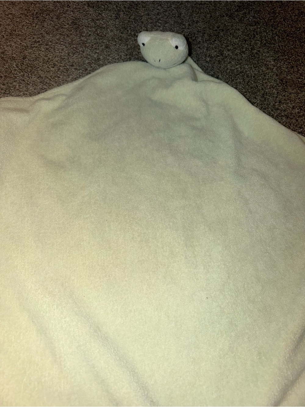 Pottery Barn Kids Cream Green Security Blanket Lovey w/ Frog, large
